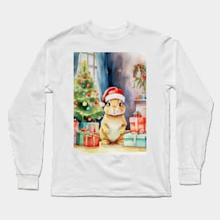 Watercolour Christmas Rabbit Long Sleeve T-Shirt